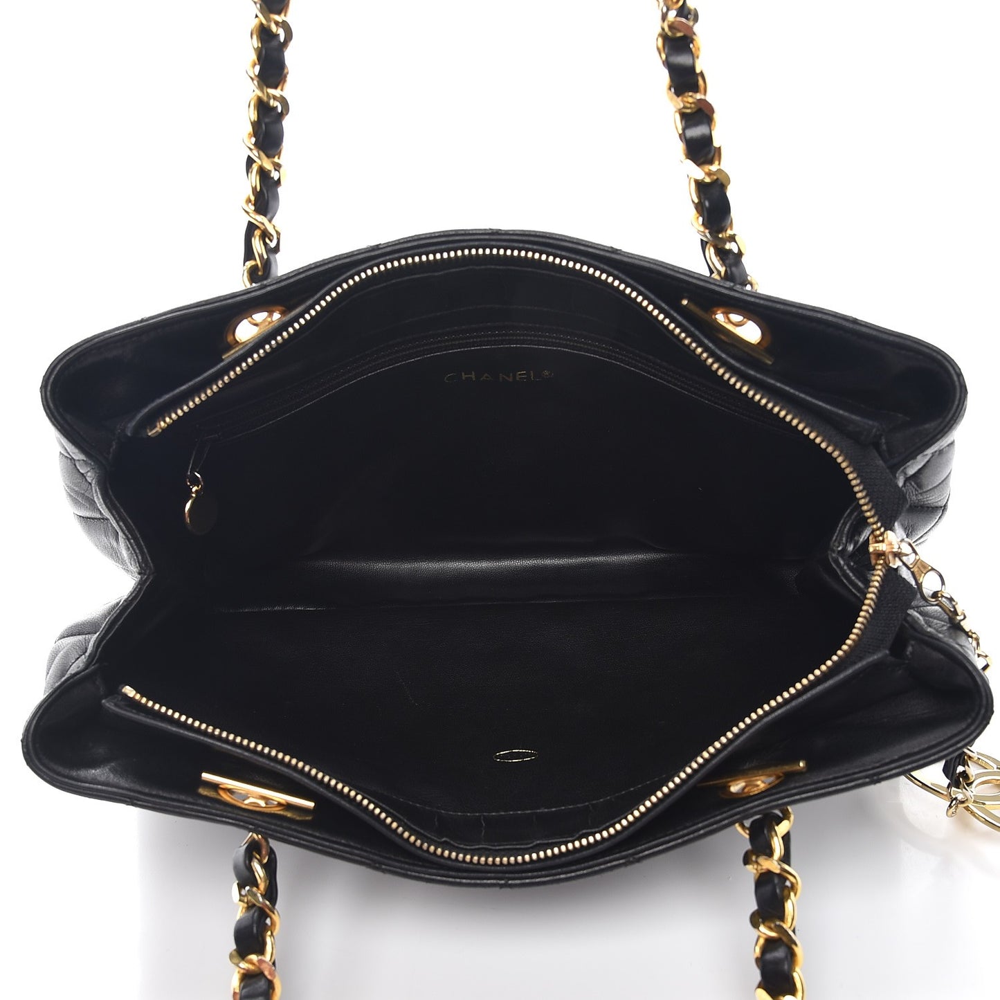 Lambskin Quilted Shopping Tote Black