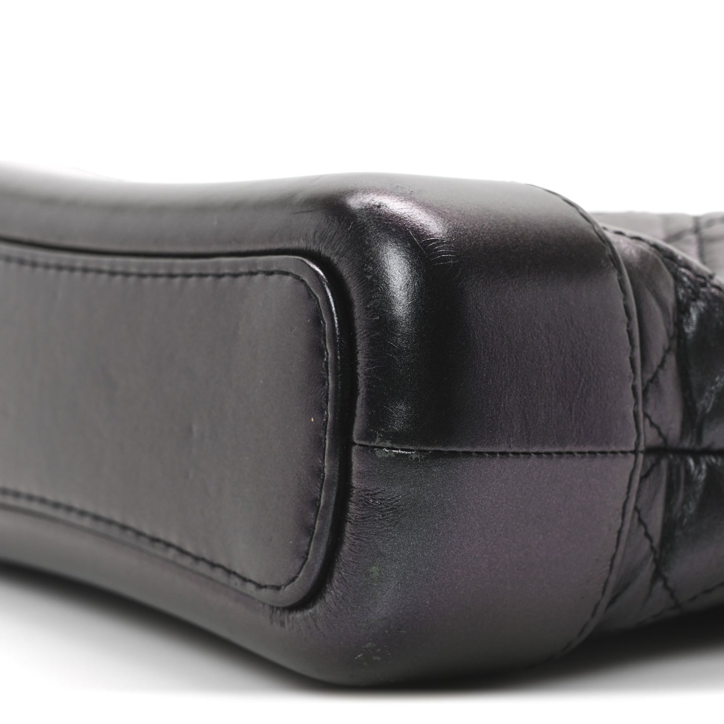 Iridescent Aged Calfskin Quilted Small Gabrielle Hobo Black