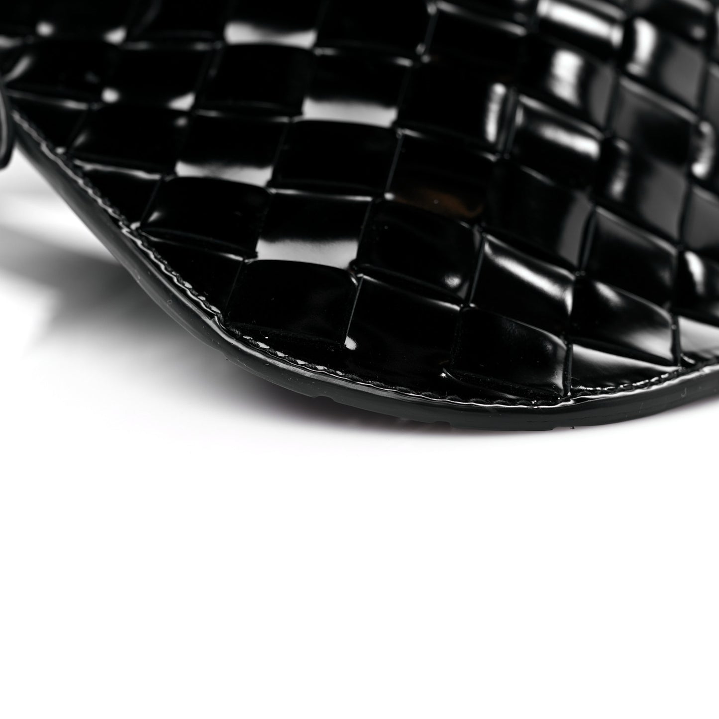 Patent Intrecciato Shoulder Bag Black