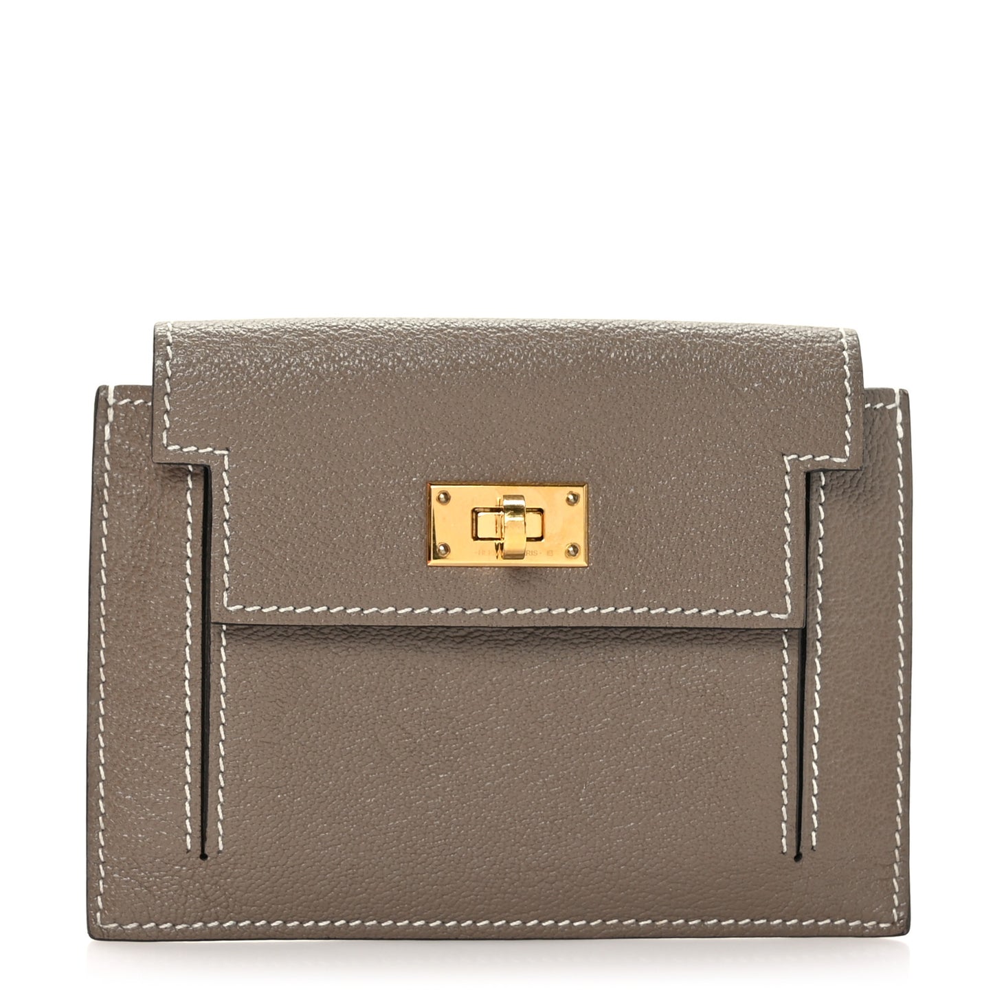 Chevre Chandra Kelly Pocket Compact Wallet Etoupe
