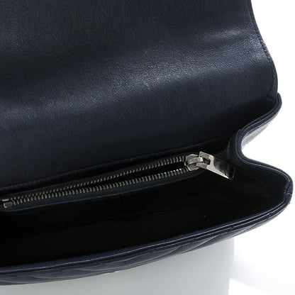 Saint Laurent Sheepskin Matelasse Chevron Monogram Medium College Bag Deep Marine 6 of 8