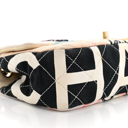Chanel Canvas Small Printed Eiffel Tower Flap Bag Beige Multicolor 9 of 13