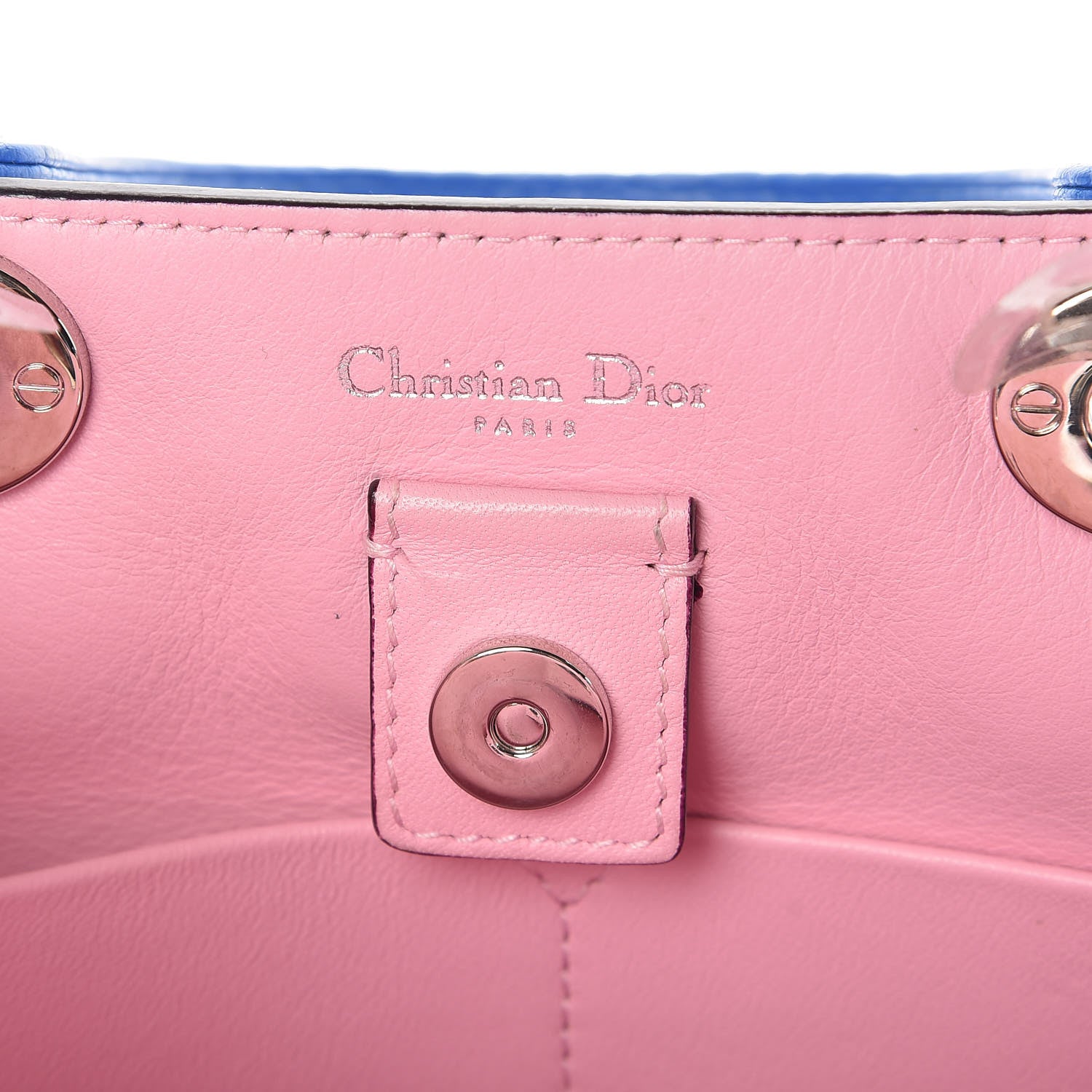 Christian Dior Bullcalf Mini Diorissimo Tote Bleu Nosy Rose Tendre 6 of 12