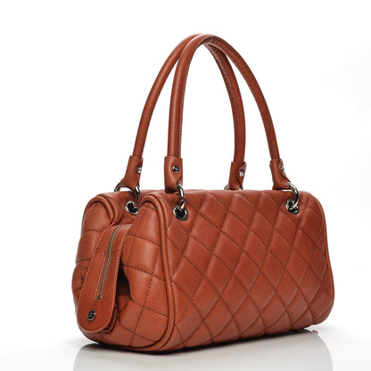 Chanel Caviar Quilted Timeless Bowler Orange 3 of 10
