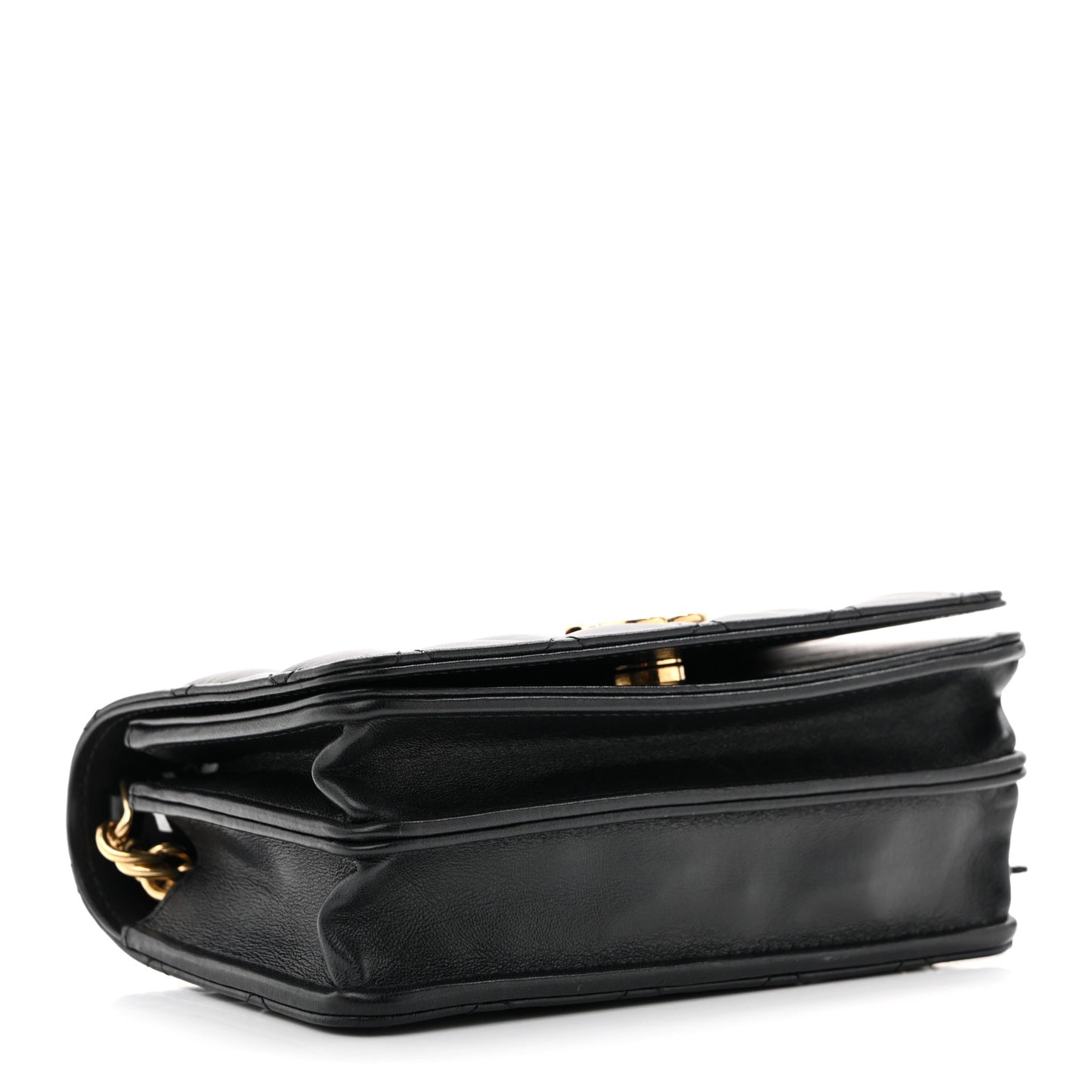 Lambskin Resin Quilted Mini Wallet On Chain WOC Black