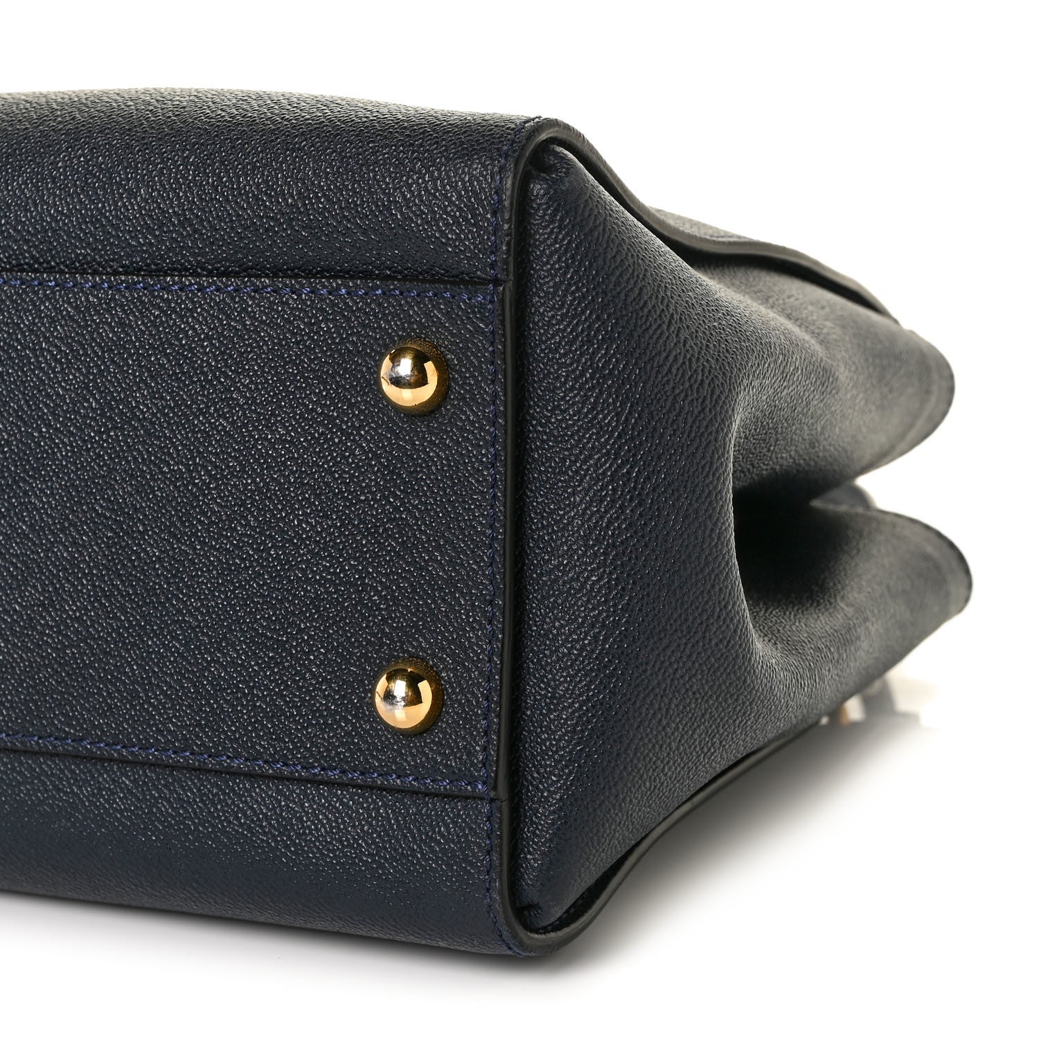 Burberry Soft Grain Calfskin Medium Buckle Tote Blue Carbon 9 of 9