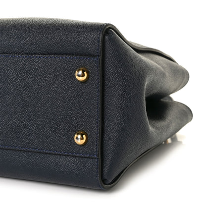 Burberry Soft Grain Calfskin Medium Buckle Tote Blue Carbon 9 of 9