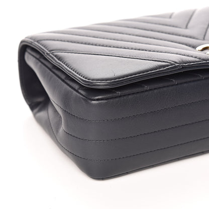 Chanel Calfskin Chevron Quilted Statement Flap Navy Blue 8 of 11