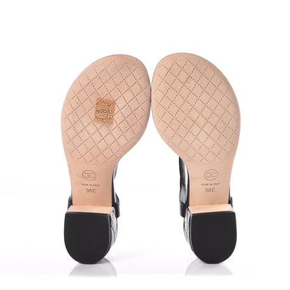 Chanel Lambskin Chain CC Logo Thong Sandals 36 Black 5 of 8