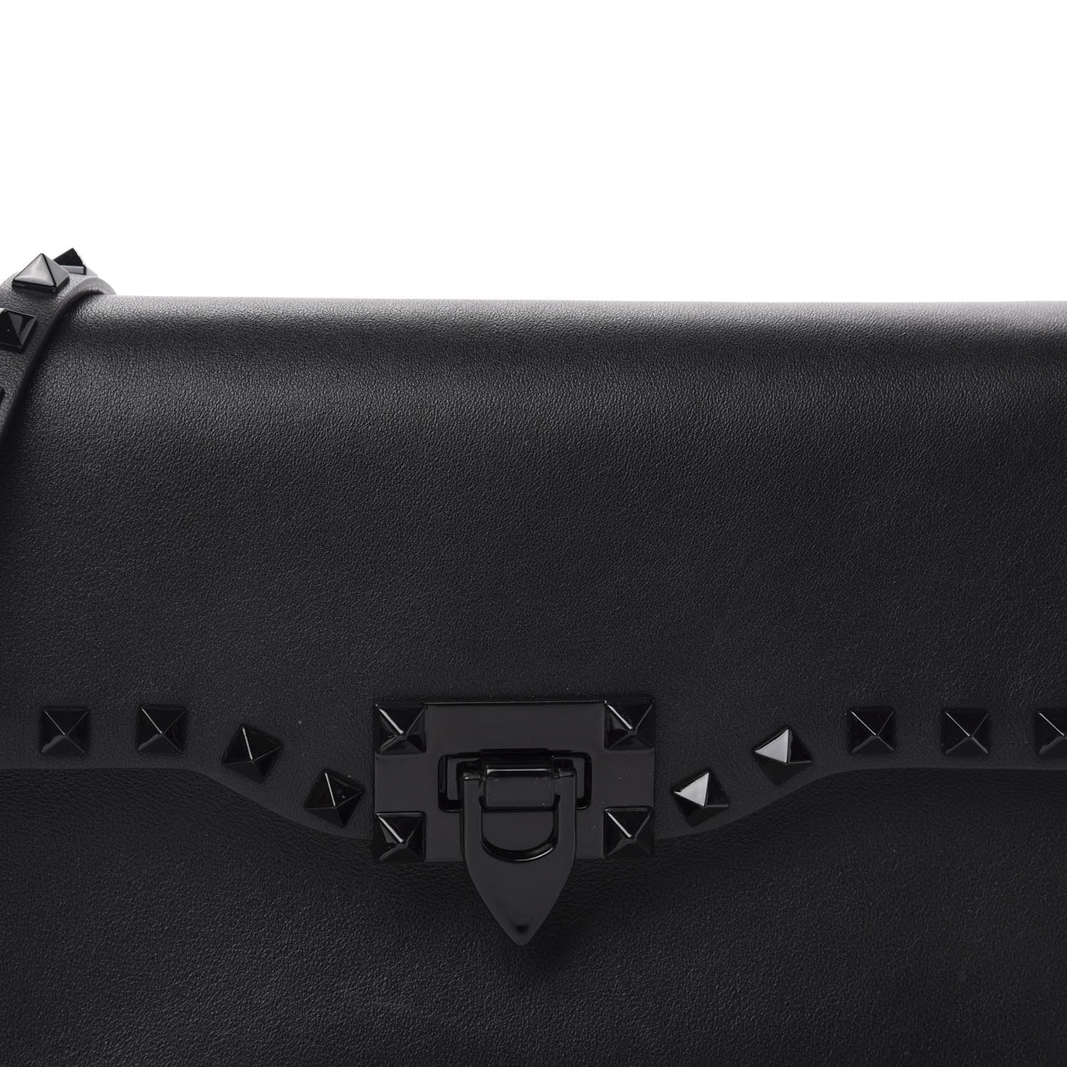 Valentino Garavani Vitello Monochrome Medium Rockstud Flip Lock Crossbody Bag Black 9 of 9