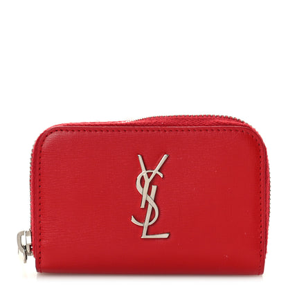Saint Laurent Calfskin Compact Zip Around Wallet Red 1 of 9