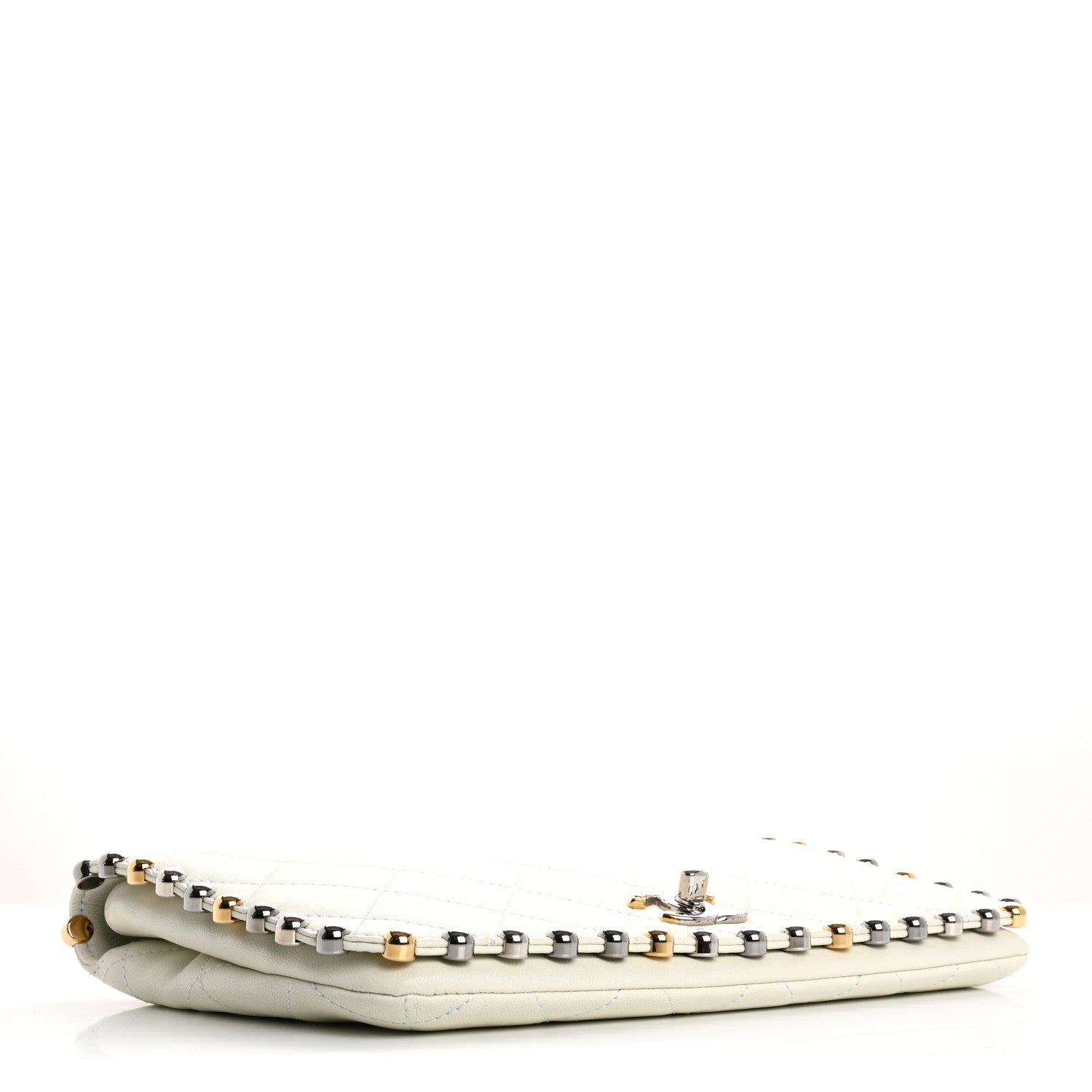 Chanel Lambskin Quilted Bubble Clutch White 4 of 7