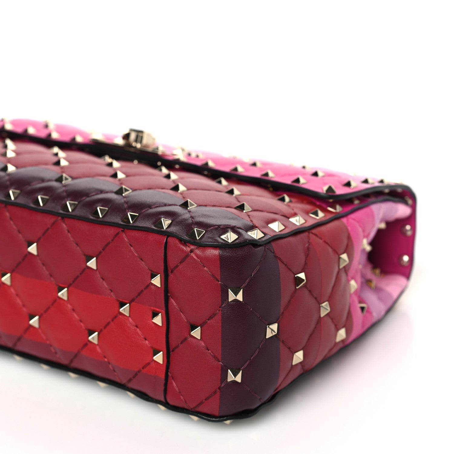Valentino Garavani VALENTINO GARAVANI Lambskin Stripe Intarsia Medium Rockstud Spike Shoulder Bag Multicolor 8 of 8