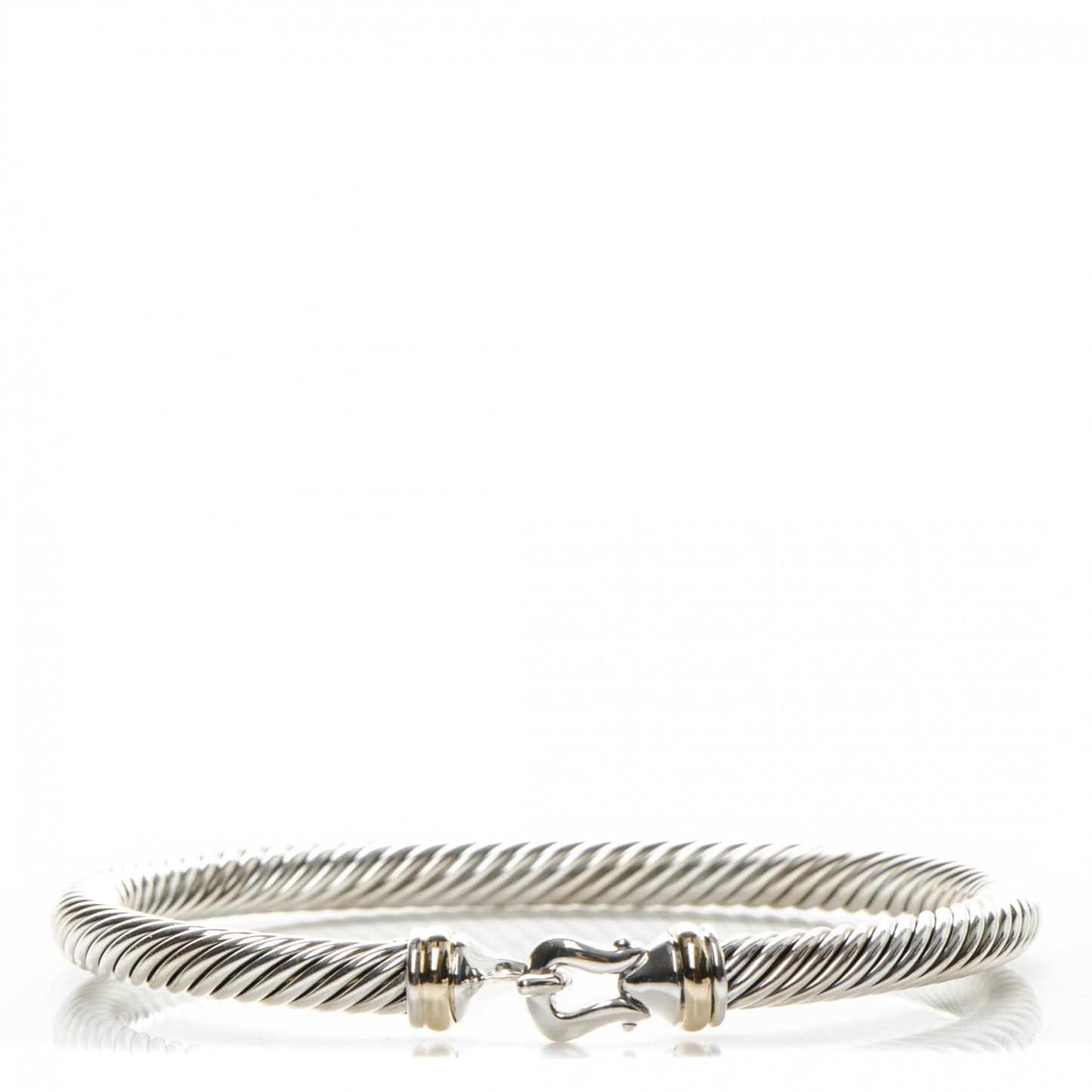 Sterling Silver 18K Yellow Gold 5mm Cable Classic Buckle Bracelet