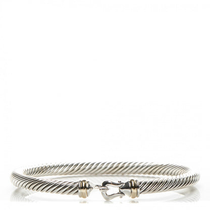 David Yurman Sterling Silver 18K Yellow Gold 5mm Cable Classic Buckle Bracelet 1 of 4