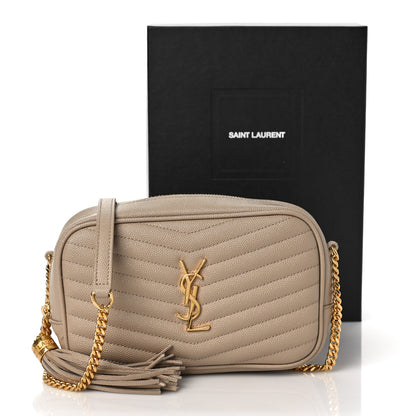 Saint Laurent Grain De Poudre Matelasse Monogram Mini Lou Camera Bag Dark Beige 10 of 10