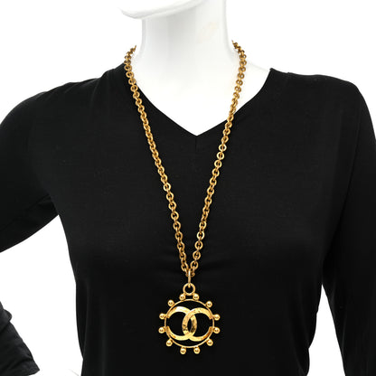 Chanel Metal CC Round Pendant Necklace Gold 2 of 7