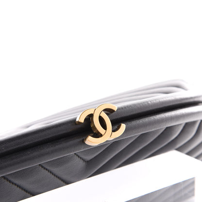 Chanel Lambskin Chevron Quilted Timeless Clutch Black 9 of 10