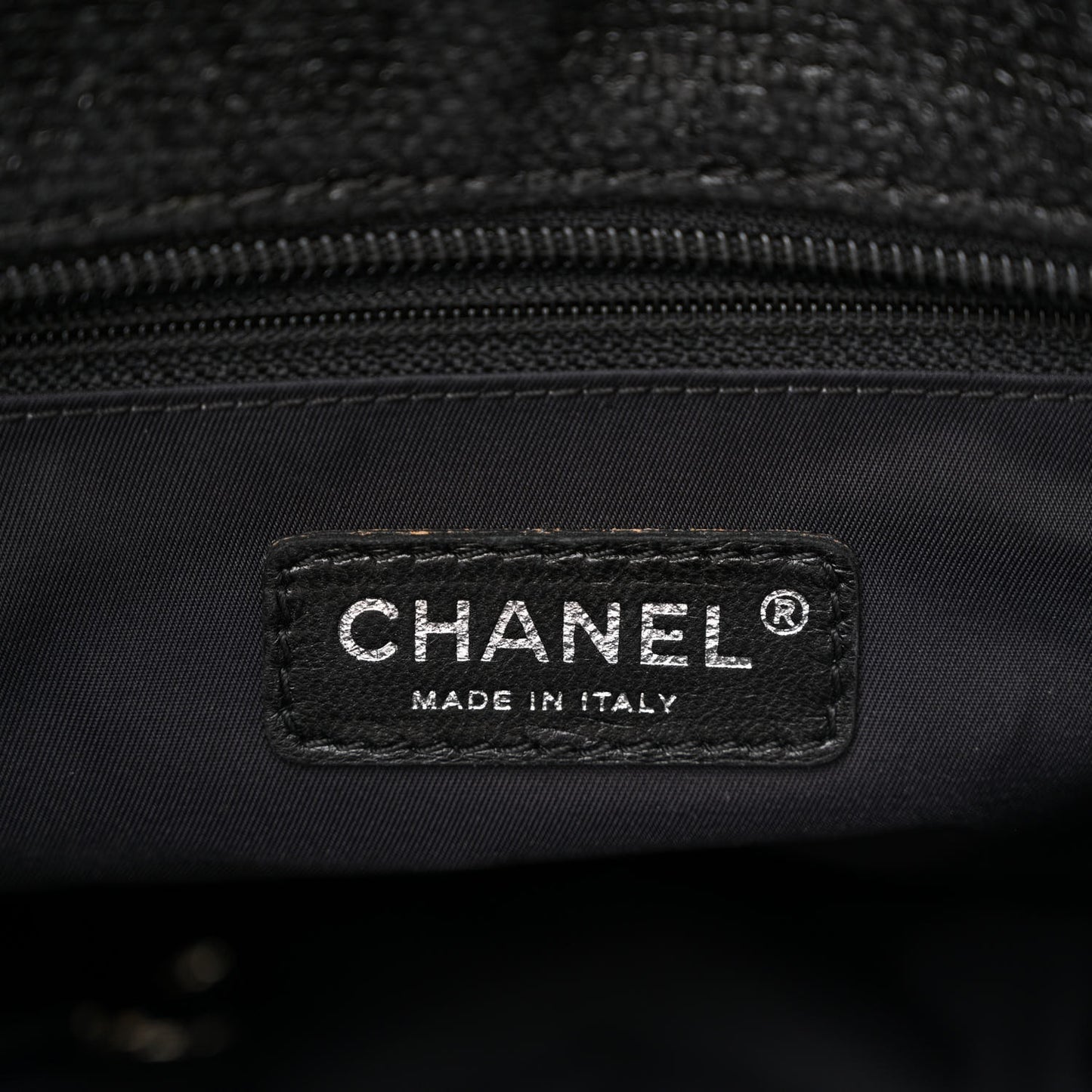 Metallic Coated Canvas Quilted Small Paris Biarritz Tote Black