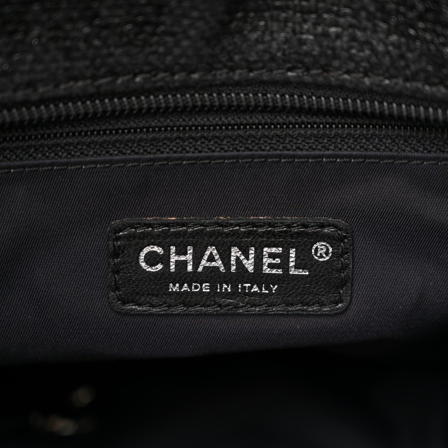 Chanel Metallic Coated Canvas Quilted Small Paris Biarritz Tote Black 6 of 10