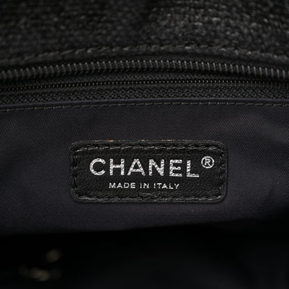 Chanel Metallic Coated Canvas Quilted Small Paris Biarritz Tote Black 6 of 10