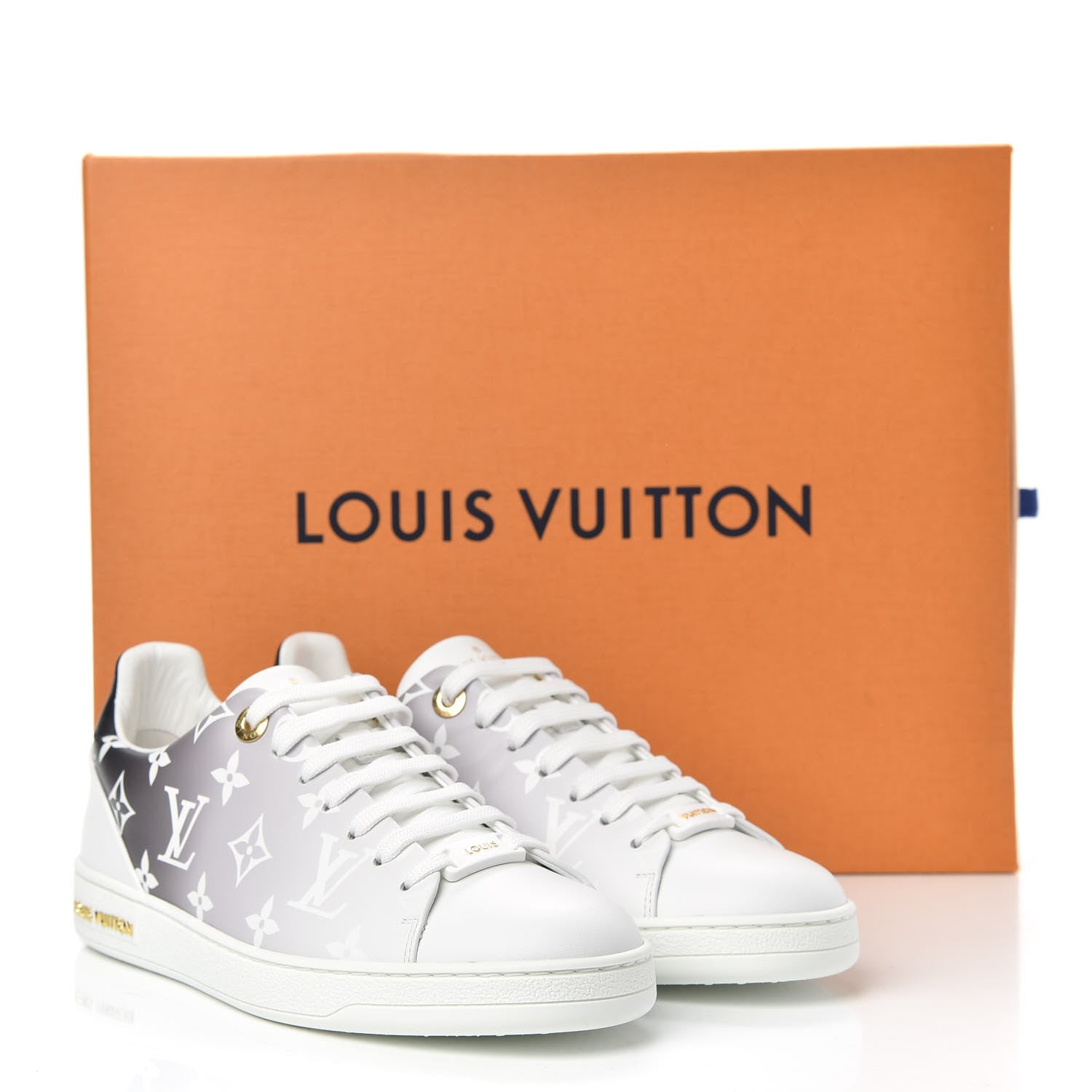 Louis Vuitton Calfskin Monogram Frontrow Sneakers 38 White Black 10 of 10