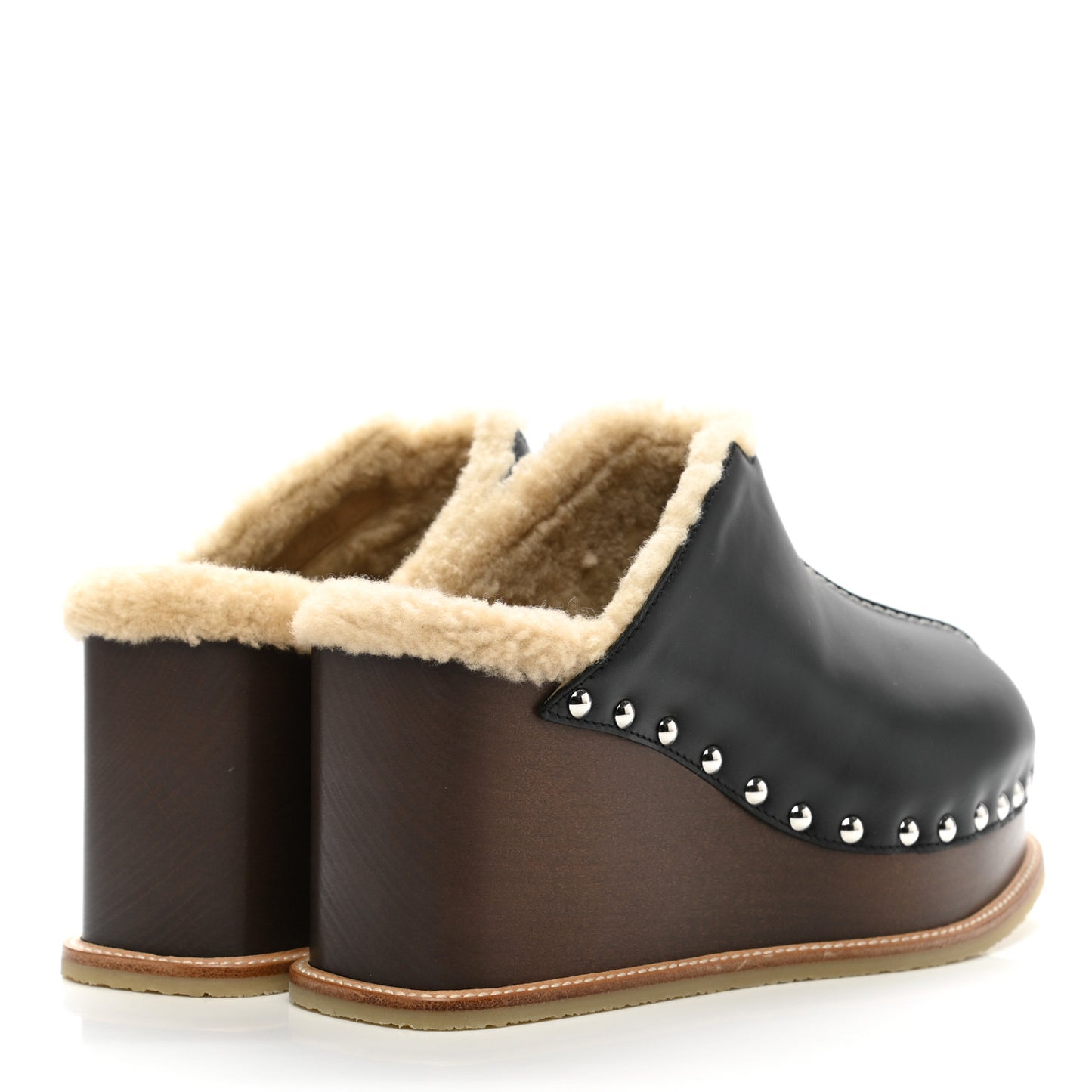Calfskin Woolskin Earth Mules 35 Black
