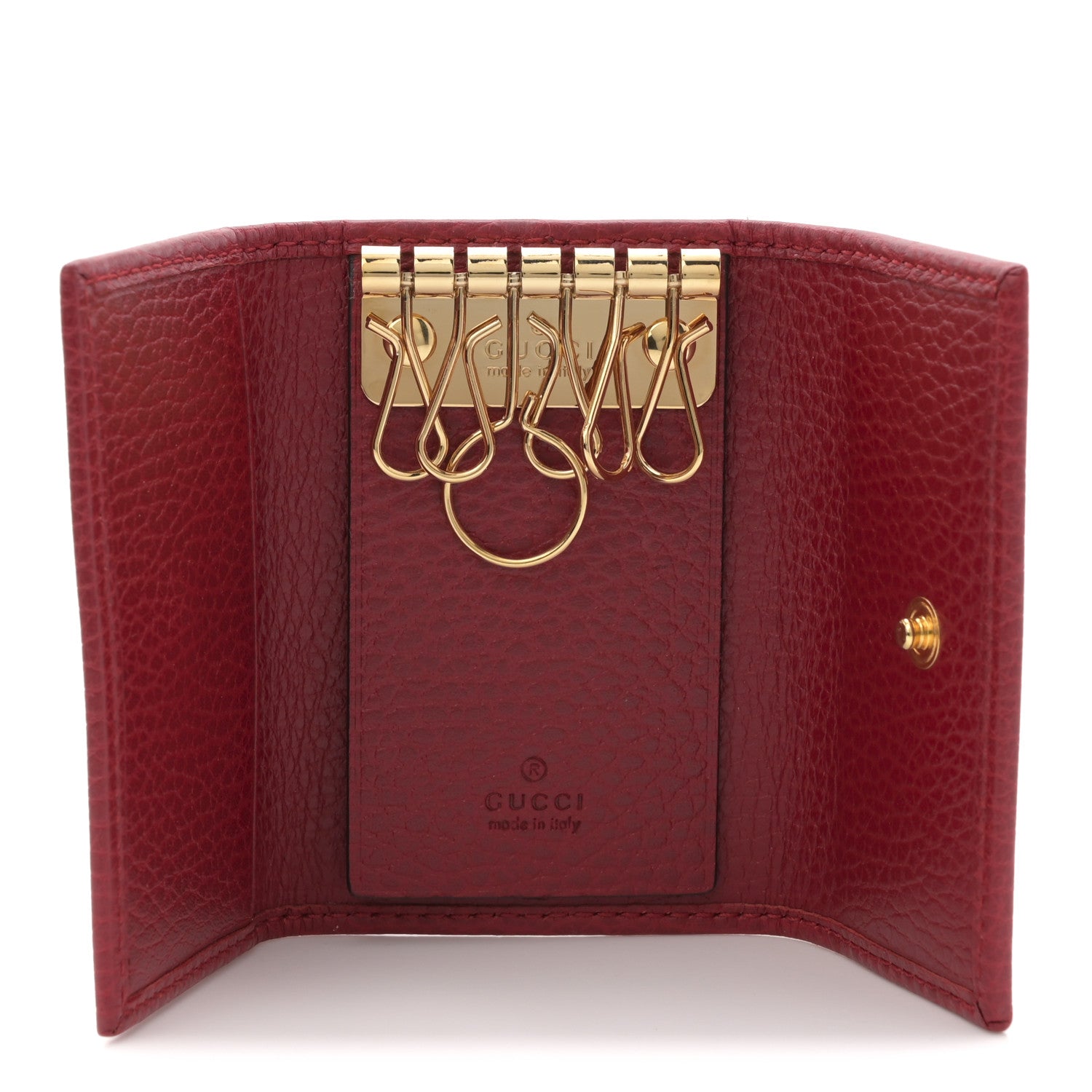 Gucci Pebbled Calfskin GG Marmont 6 Key Holder Hibiscus Red 5 of 8