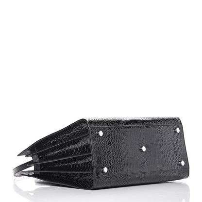 Saint Laurent Calfskin Crocodile Embossed Small Sac de Jour Black 4 of 9