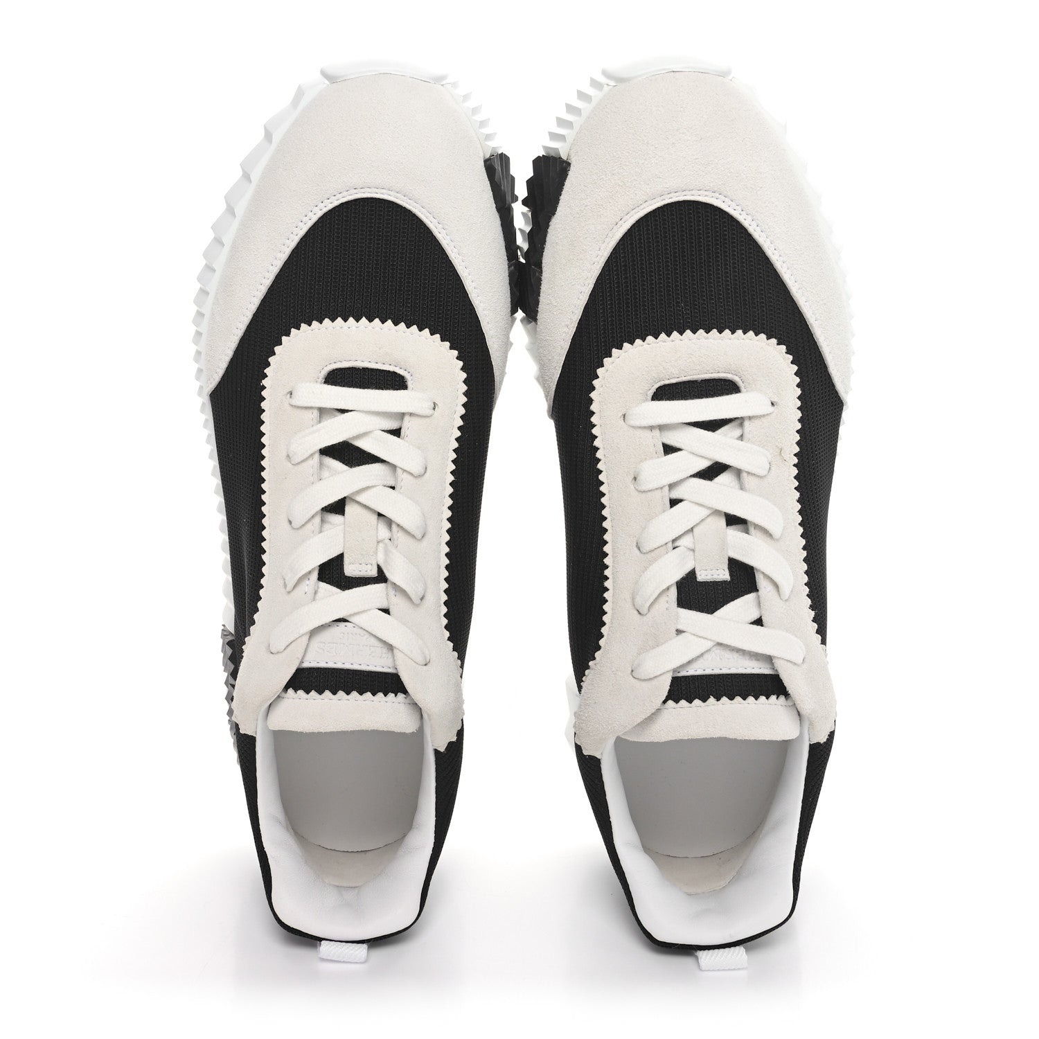 Hermes Air Mesh Suede Goatskin Mens Bouncing Sneakers 42 Black White 2 of 10