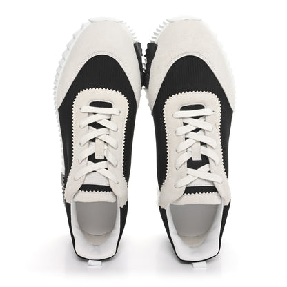 Hermes Air Mesh Suede Goatskin Mens Bouncing Sneakers 42 Black White 2 of 10