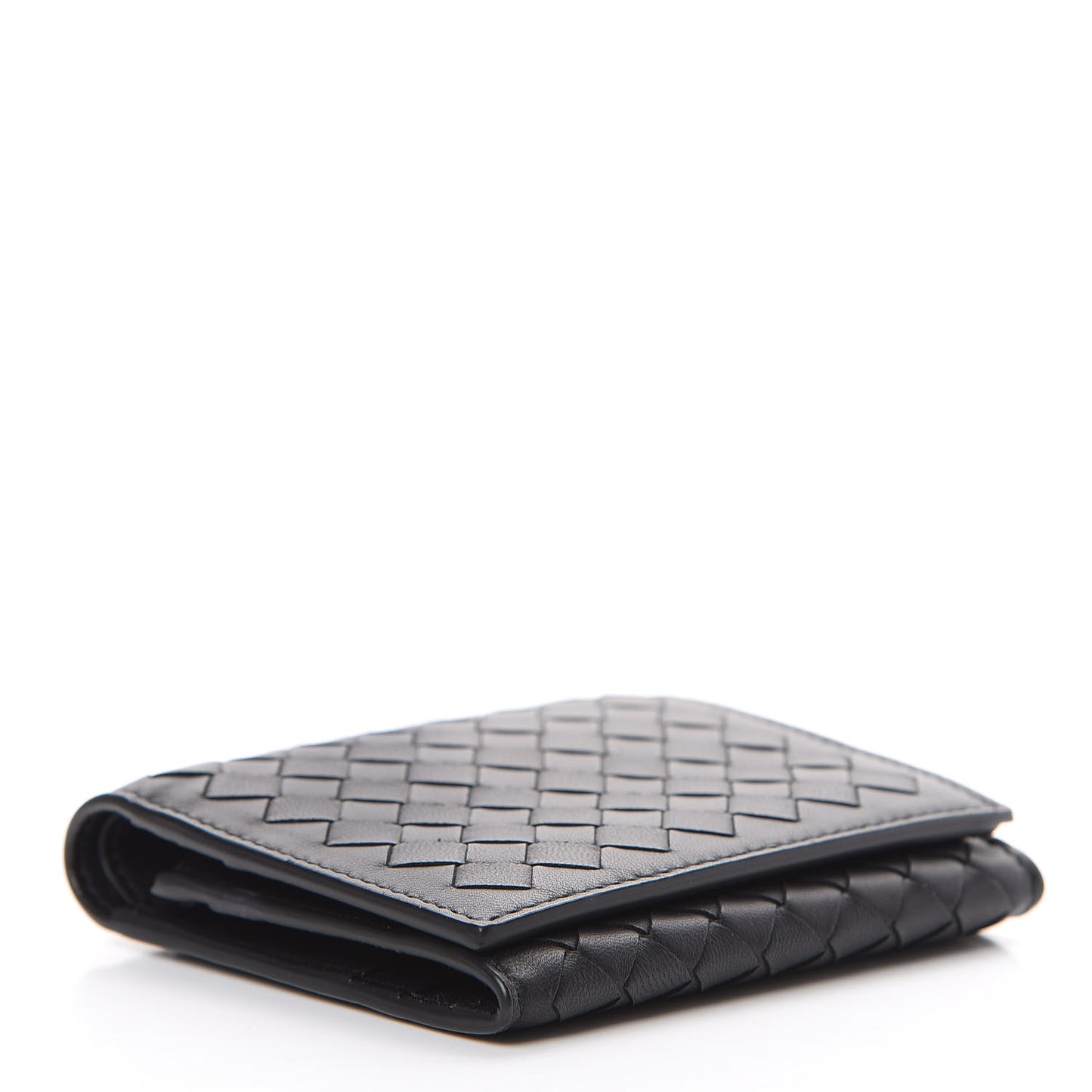 Nappa Intrecciato Tri-Fold Wallet Black