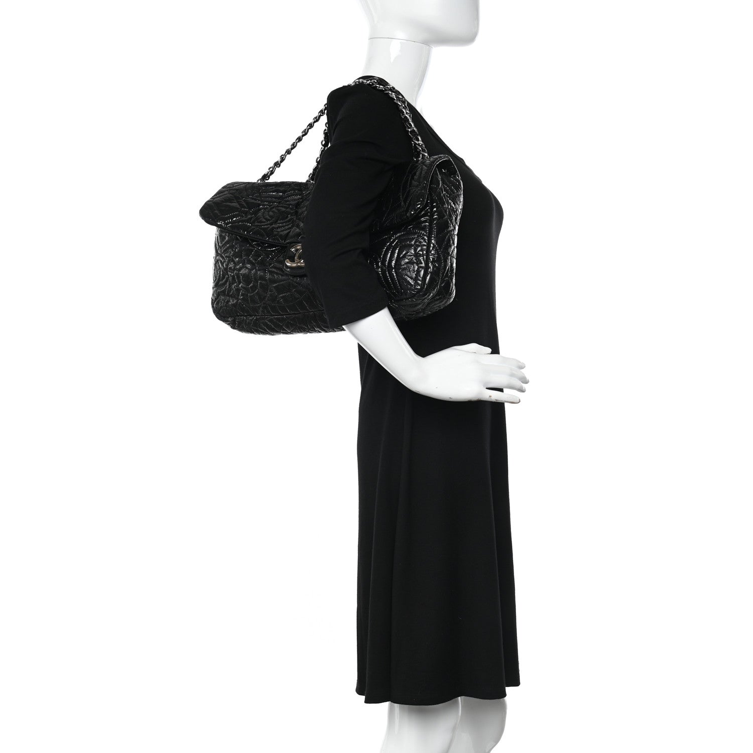 Chanel Vinyl Graphic Edge Flap Black 2 of 11