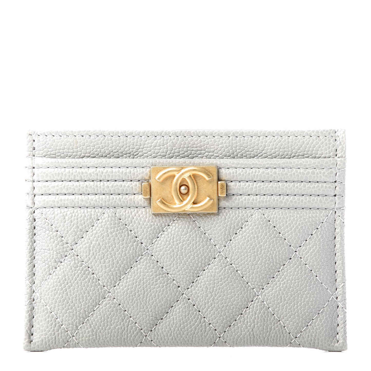 Caviar Quilted Boy Card Holder Grey