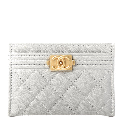 Chanel Caviar Quilted Boy Card Holder Grey 1 of 8