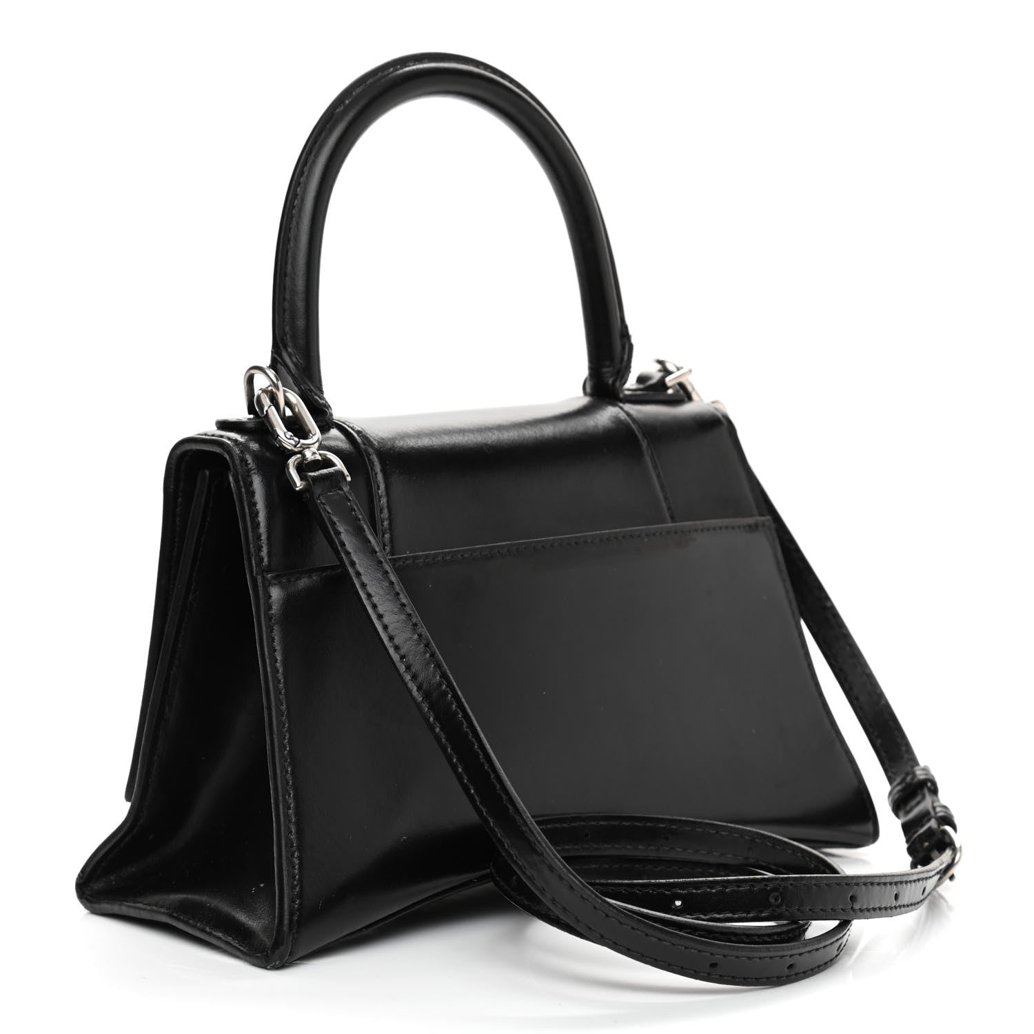 Balenciaga Shiny Box Calfskin Graffiti Logo Small Hourglass Top Handle Bag Black Silver 3 of 18