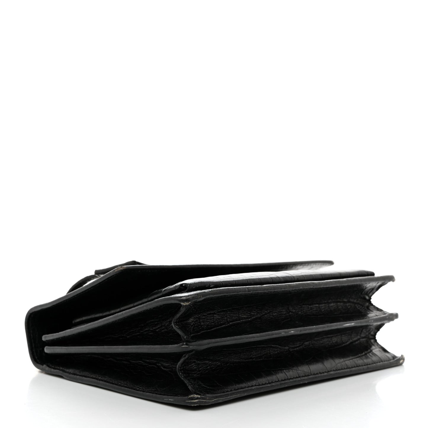 Calfskin Crocodile Embossed Medium Monogram Sunset Black