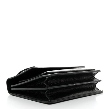 Saint Laurent Calfskin Crocodile Embossed Medium Monogram Sunset Black 4 of 14