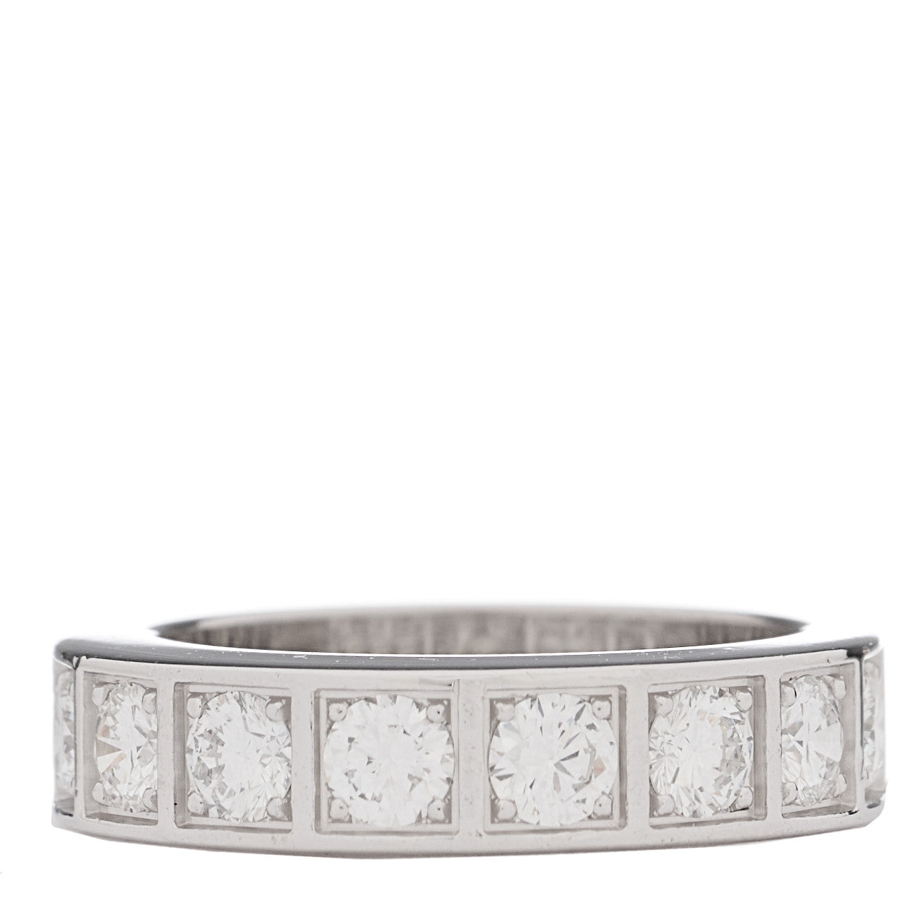 18K White Gold Diamond Tectonic Band Ring 53 6.5