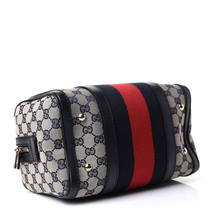 Gucci Monogram Vintage Web Small Boston Navy 3 of 11