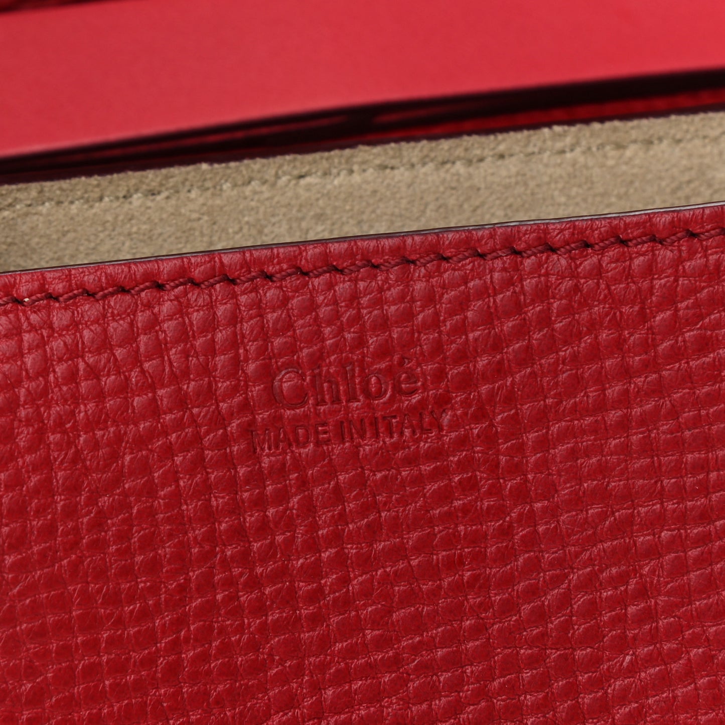 Grained Calfskin Lambskin Mini Bi-Color Drew Shoulder Bag Red