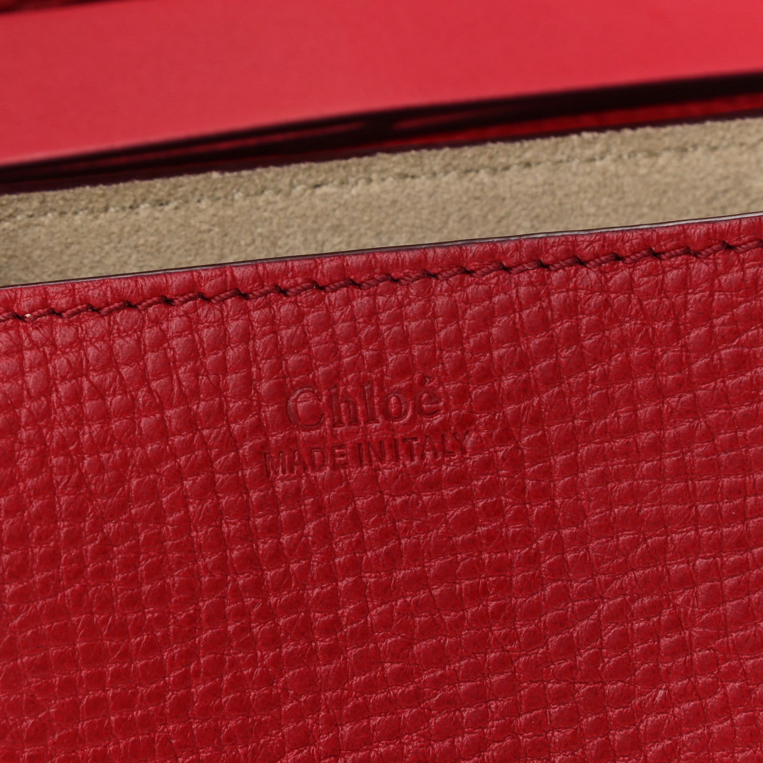 Chloe Grained Calfskin Lambskin Mini Bi-Color Drew Shoulder Bag Red 6 of 9