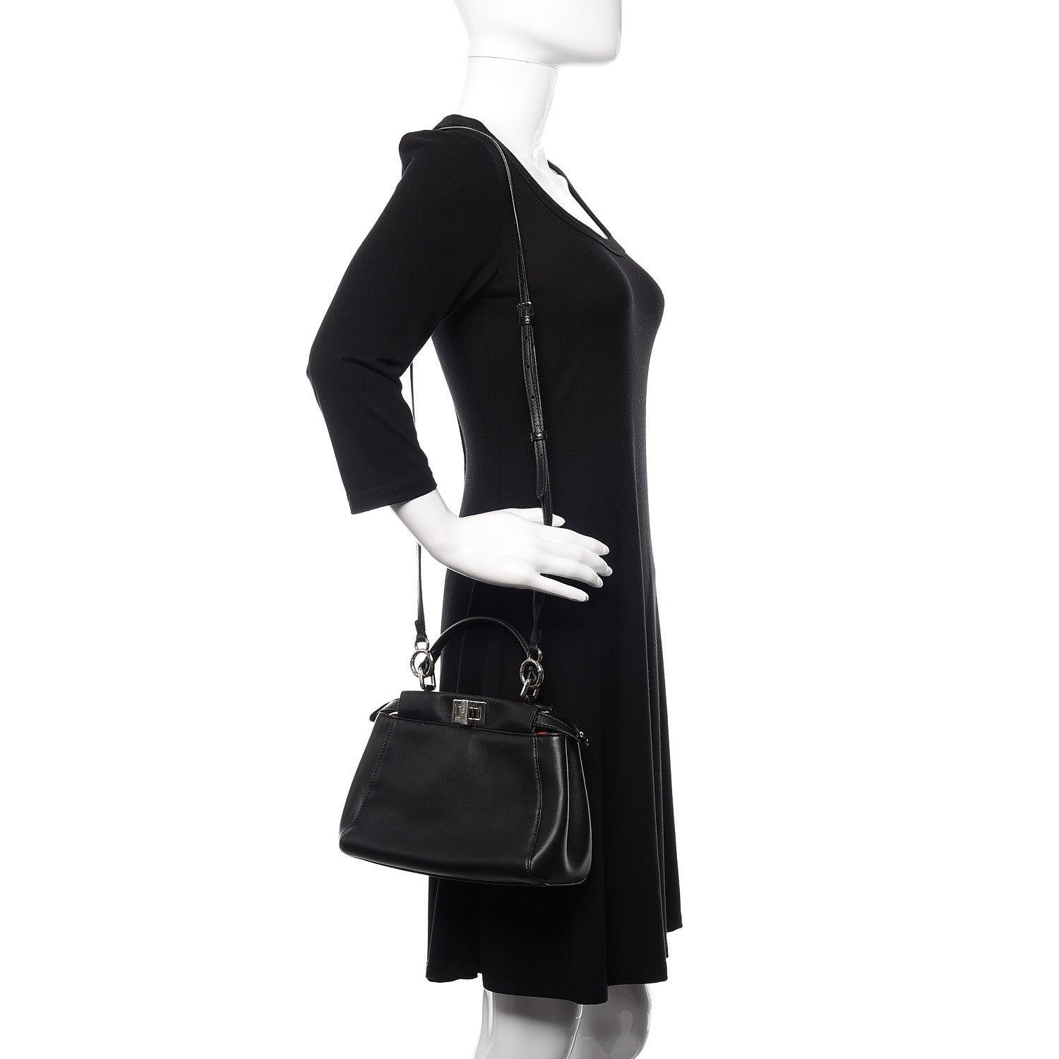 Fendi Nappa Karung Monster Eyes Mini Peekaboo Iconic Satchel Black Papavero 2 of 11