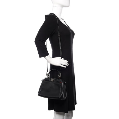 Fendi Nappa Karung Monster Eyes Mini Peekaboo Iconic Satchel Black Papavero 2 of 11