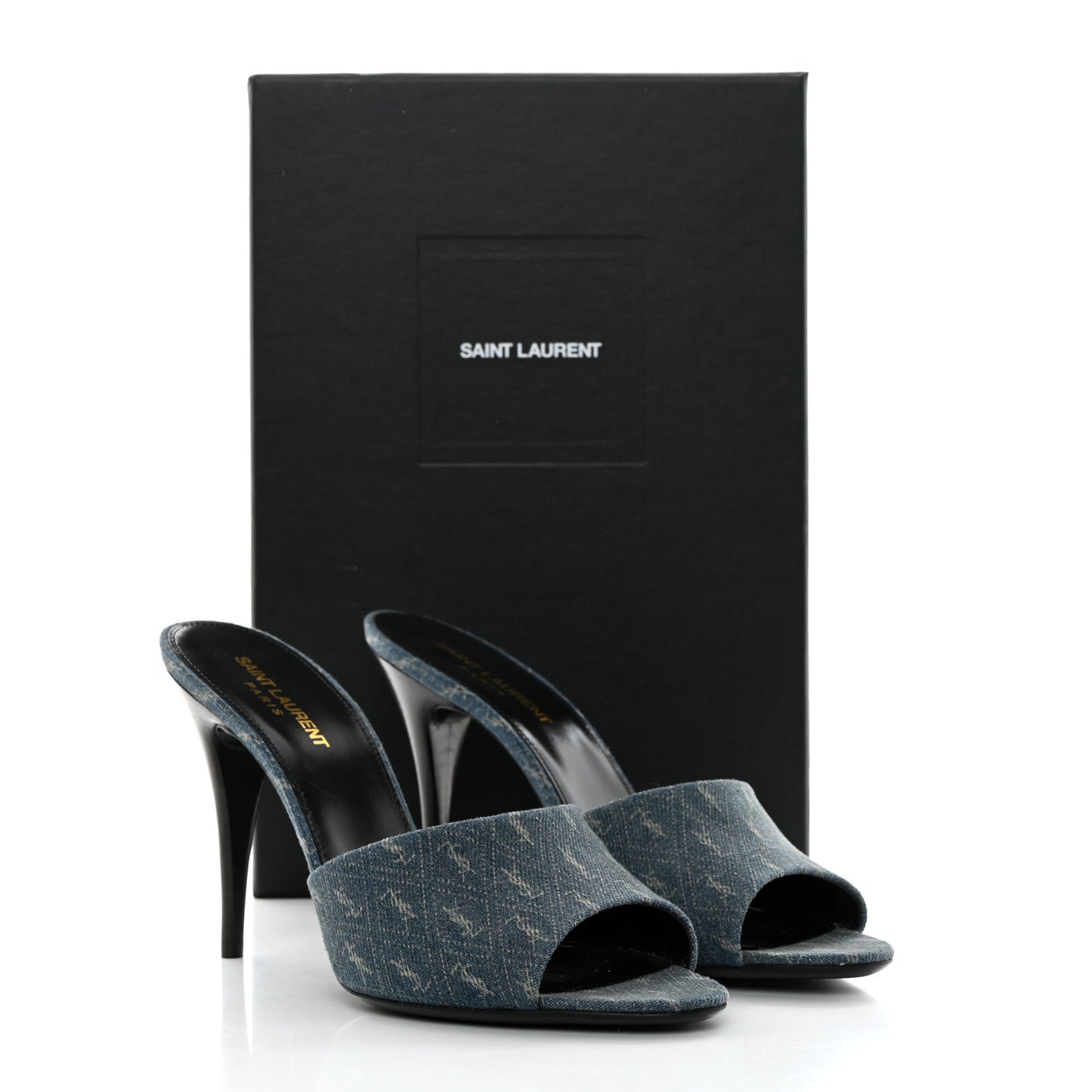 Denim Monogram La 16 Mule Sandals 40 Blue Jeans
