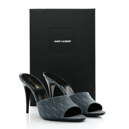 Saint Laurent Denim Monogram La 16 Mule Sandals 40 Blue Jeans 9 of 9