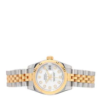 Rolex Stainless Steel 18K Yellow Gold Diamond 26mm Oyster Perpetual Datejust Watch White 179173 2 of 5