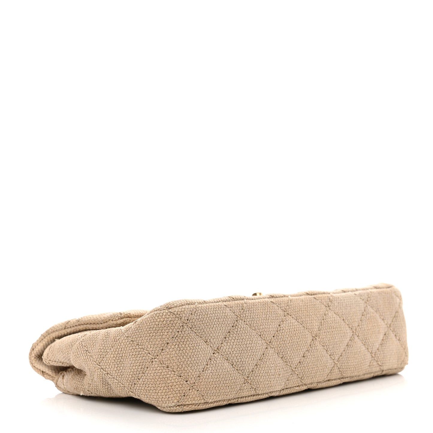 Canvas Quilted Mini Rectangular Flap Beige