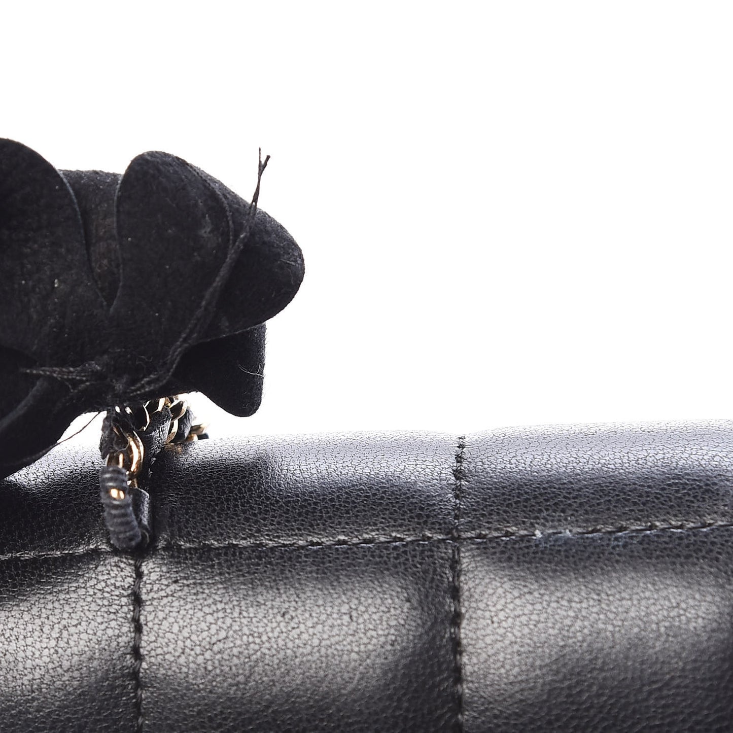 Lambskin Quilted Mini Chocolate Bar Camellia Flap Black