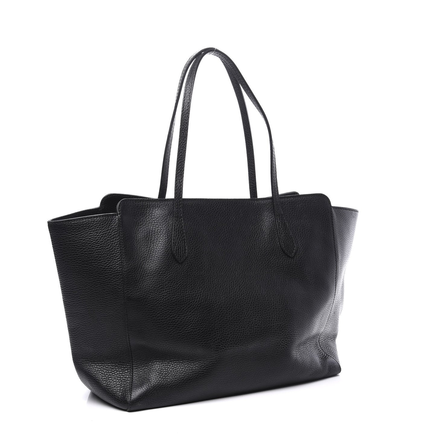 Pebbled Calfskin Medium Swing Tote Black
